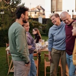 Family enjoying a backyard gathering.