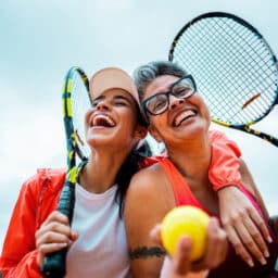 Portrait of tennis players on a tennis court